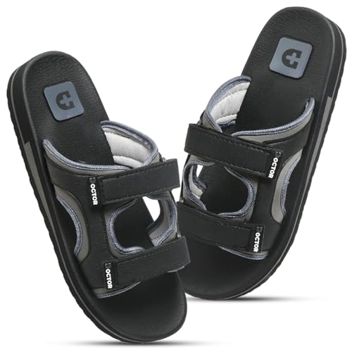 Image of DOCTOR HEALTH SUPER SOFT Men's Casual Slippers with Soft Cushioned Sole, Double Strap with Toe Loop Design, Lightweight Anti-Slip Everyday Wear Slippers for Home and Outdoor Use