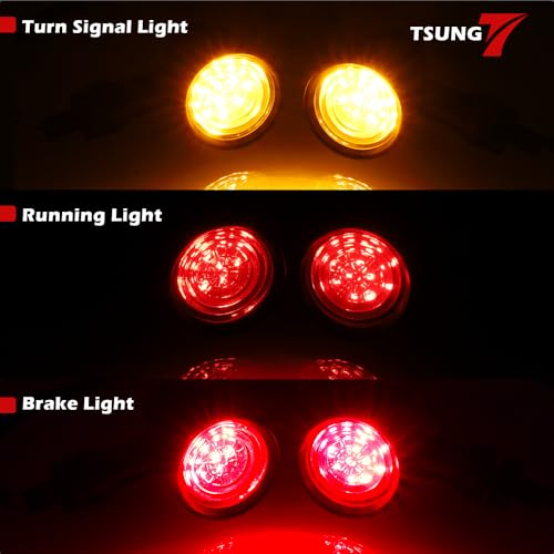 Image of TSUNG Universal Motorcycle LED Turn Signals Small Bullet Front Rear Blinkers Tail Lights for Cruiser Chopper Bobber Cafe Racer Street Bike (Red&Amber Light-Black)