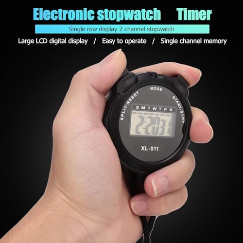Stopwatch Timer- Sports stopwatch Lap Split Digital Stopwatch with Clock Calendar Alarm, Large Display Shockproof referee Stopwatch for Coaches Swimming Running Sports Training (Black) - Image 6