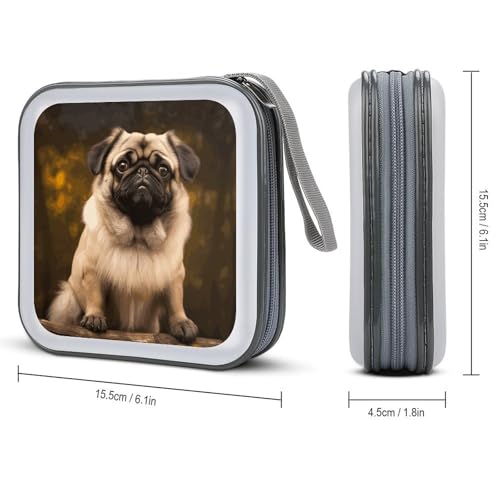 Carpeta de almacenamiento para DVD portátil de carlino estuche rígido con cremallera grande 3