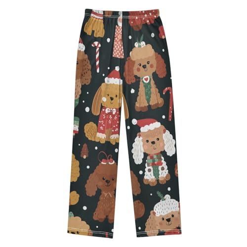 ZZXXB Poodle Candy Cane Boys Long Pants Soft Trousers Elastic Waist Kids Lounge Bottoms with Pockets S-XL2
