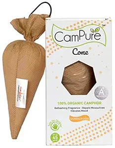 Mangalam CamPure Camphor Cone (Sandalwood) Pack Of 2 - Room, Car and Air Freshener & Mosquito Repellent