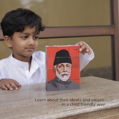 Image of 3D Wooden Toys for Kids 3-8 Yrs | 6 Puzzles in 1 Toy + 30 Activities | 12 Natual Wooden Puzzles for Kids with Activity Book | Indian Folk Art Wooden Blocks | We The Republic Theme