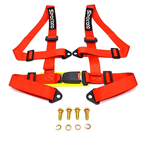 Spocoro 4 Point Harness 2 Inch webbing, Buckle Release Compatible for Go Kart, UTV, ATV, Sim Racing Rig, Off Road Only, Red