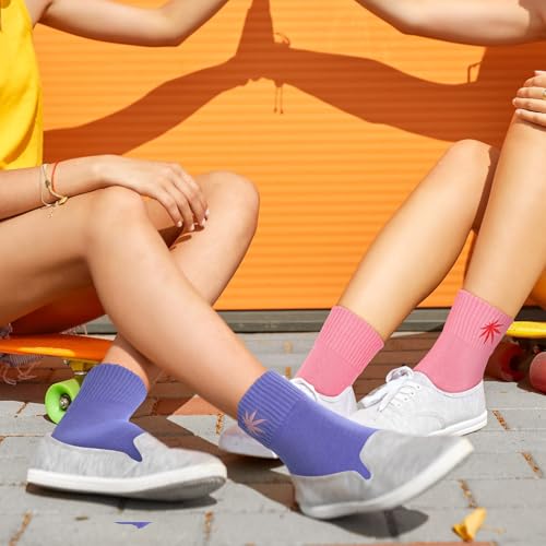 Image of Eurzom 10 Pairs Socks Womens Crew Elastic Ankle Length Cotton Socks Aesthetic Cute Lightweight Low Cut Gifts for Women