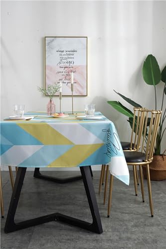 Nappe polyester haut de gamme 135x220 imprimée de triangles bleus chic KnSam