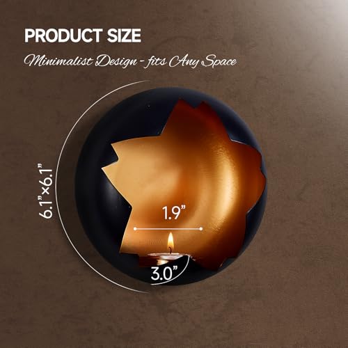 Metal Wall Candle Holder Set of 2, Cherry-Blossoms Shape Wall-Mounted Candle Sconces for Tea Light Candles, Modern Wall Decor for Fireplace, Living Room, Dining Room, Bedroom