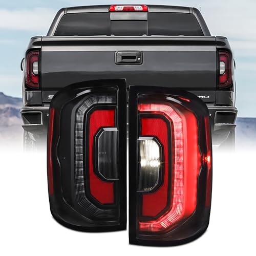 AKKON - Fit 2014 2015 2016 2017 2018 GMC Sierra 1500 [Upgrade to DENALI style] LED Tail Light Rear Brake Lamp Assembly Driver - Passenger Black