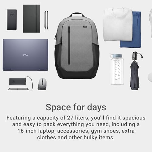 Image of Dell EcoLoop Urban Laptop Backpack CP5625G, 16in, 27L, Water Resistant | 300D rPET Polyester, 52% Recycled Content, 360 Degree Foam Laptop Protection