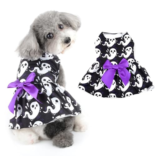 Tenues de vacances pour chat sans stress : robe une pièce d'Halloween avec jupe fantôme
