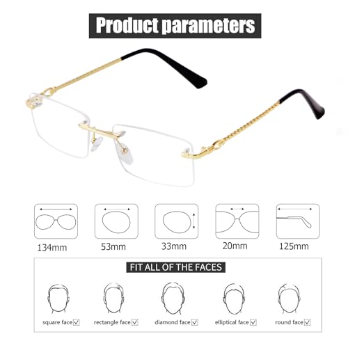 JUDOO Rimless Rectangle Sunglasses for Men Women Fashion Hip hop Frameless Designer Shades Y2K Square Clear Glasses4