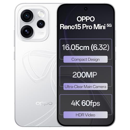 Oppo Reno15Pro mini 5G (Glacier White, 12GB RAM, 256GB Storage) w...