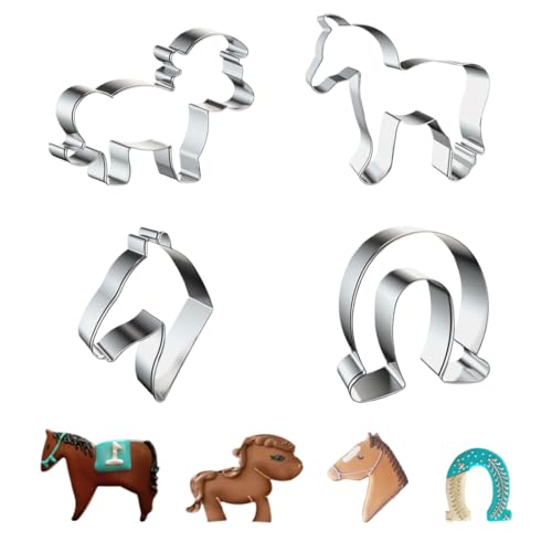 4 Pièces Emporte-pièces Cheval, Emporte Piece Patisserie, pour Décoration de Fondant Biscuit Cookie Pâtisserie Gâteau