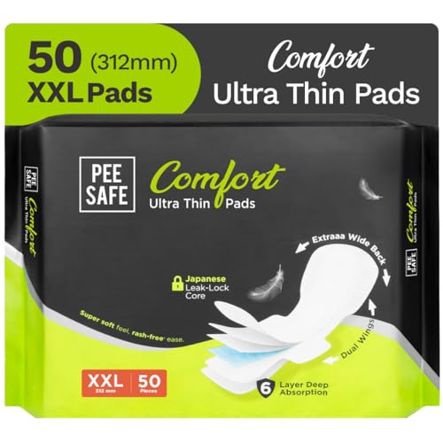 Image of Pee Safe Comfort Ultra Thin Pads XXL 50N with Japanese Leak-Lock Core, 6-Layer Deep Absorption & Dual Wings - Overnight Heavy Flow Protection