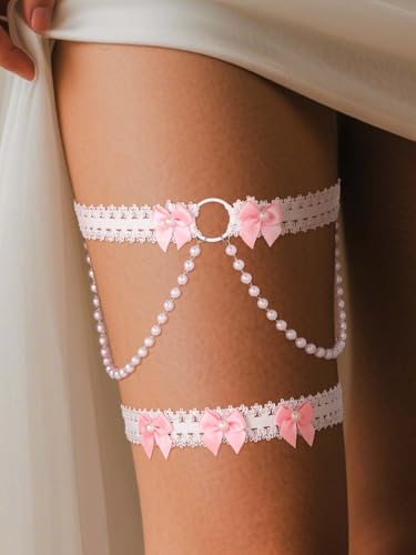 Campsis Wedding Garter for Bride, Pearl Garter Belt for Bridal3
