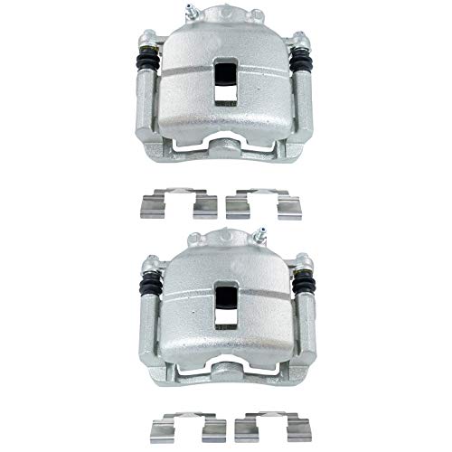 Image of TRQ Front Brake Caliper Set Zinc Coated Brackets Hardware Compatible with 2001-2010 Chrysler PT Cruiser