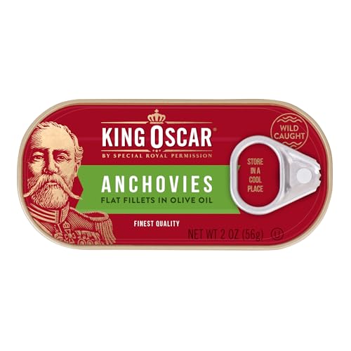 Image of King Oscar Anchovies Fillets in Olive Oil, 2 Ounce Cans (Pack of 18), Wild Caught Canned Anchovies