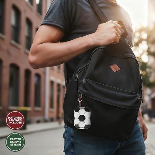 Image of for Airpods 4 Case Cover,Leather Sport Ball Design - Full Protective Hard Case with Keychain, Front LED Visible Skin Accessory for Men Women-Model A3058 /A3059,Soccer