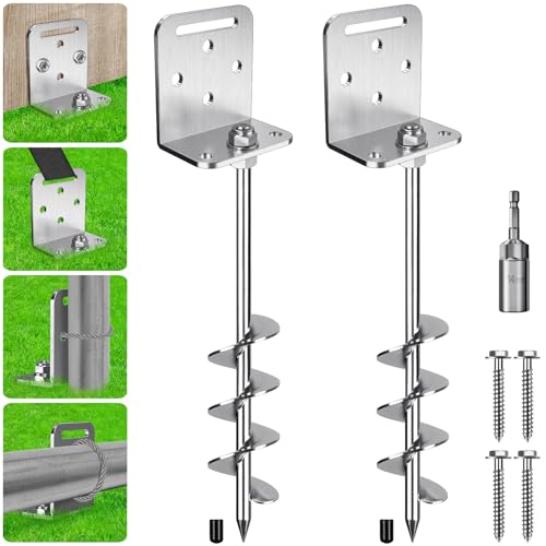 Benelabel Ancrages de Sol, 50cm Piquet de Fixation Trampoline 2pcs Ancrage au Sol Robuste 5cm éPi de La TempêTe de Vent pour...