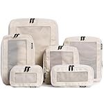 Aerotrunk Compression Packing Cubes for Travel - Luggage Organizer Bags - Double Zipper Packing Cubes for Suitcases (6-Pack, Beige)