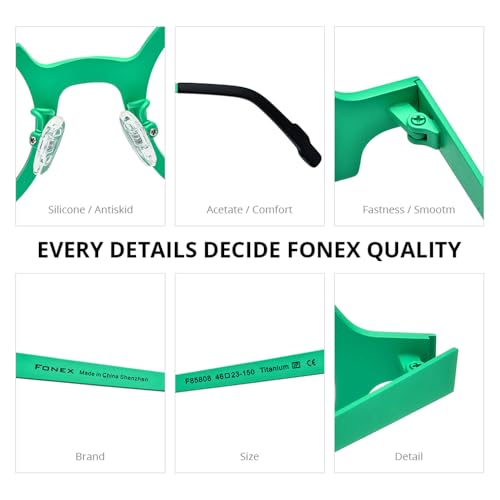 Image of FONEX Colorful Pure Titanium Glasses Frame Women Retro Round Eyeglasses