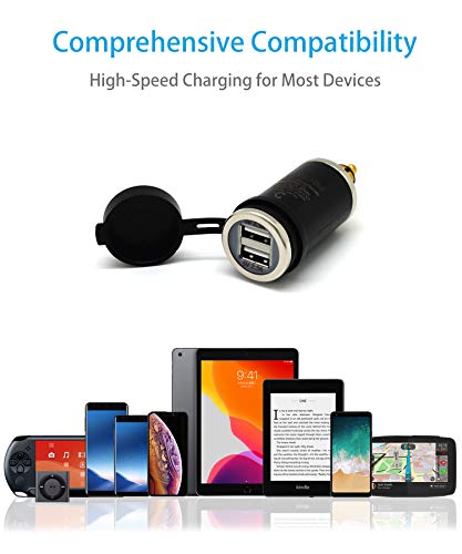 Image of Cliff Top Straight DIN USB Charger 4.6A Compatible with BMW Triumph Ducati | 4.6A dual USB output, straight Hella DIN /Powerlet plug, compatible with BMW Triumph Tiger Ducati motorcycles, phone /GPS power