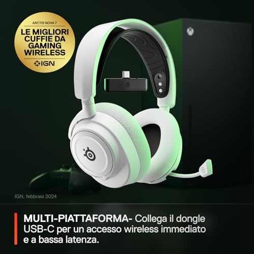 Arctis Nova 7X Wireless - Cuffie da gioco multipiattaforma e per cellulari - 2,4GHz + Bluetooth - Batteria da 38 ore - USB-C - Microfono estraibile - Xbox Series X|S, PC, PS5, VR, Switch - Cuffia gaming - Immagine 1