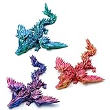 3PCS 3D Printed Dragon with Wings, 3D Dragon 9' Articulated Winged Dragon for Home Office Decor Executive Desk Toys