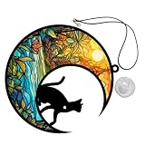 HOOTNEE アクリル 猫 手芸 飾り 猫 吊り下げ 飾り 吊り下げ アクリル 猫 月 ペンダント 猫 猫 ペンダント 窓