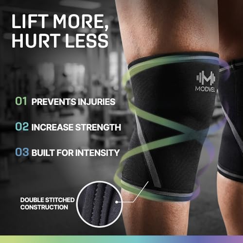 Image of Modvel Strength 7mm Knee Sleeves (Pair) for Weightlifting & Powerlifting (USPA, IPL Approved) | High-Performance Knee Compression Support For Squats, Weight Lifting - Men and Women