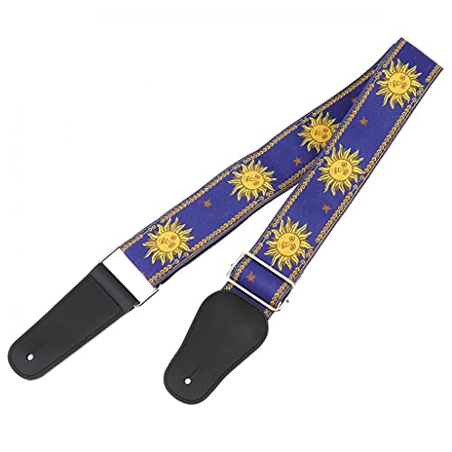 CZDYUF Sangle De Guitare en Tissu Double Tissé Motif Fleur De Soleil Se Termine en Cuir Véritable avec pour Basse De Guitare Électrique Acoustique (Color : Argento, Size : Regolabile) - Les Beatles, Paul McCartney, John Lennon, RIngo Starr, George Harrison CZDYUF Sangle De Guitare en Tissu Double Tissé Motif Fleur De Soleil Se Termine en Cuir Véritable avec pour Basse De Guitare Électrique Acoustique (Color : Argento, Size : Regolabile)