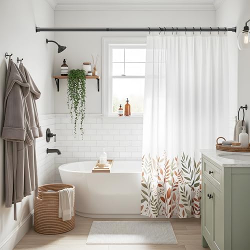 Image of Tension Rod 30-76 Inch - 1pack Spring Loaded Curtain Rods, Black Shower Curtain Rod Expandable Curtain Rods Tension Adjustable Rod Without Drilling, Tension Rods For Bathroom Doorway Window
