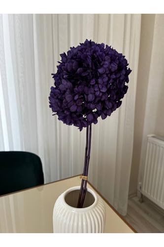 Hortensia morada preservada seca tallo único 50 cm miniatura 1