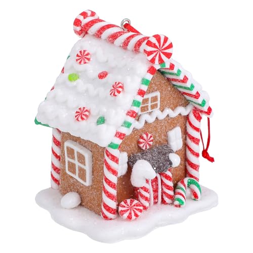 Garneck Gingerbread House Christmas Ornament - Festive Resin Gingerbread House Decoration for Tree or Holiday Display - Charming Pendant for Christmas Village and Seasonal Decor