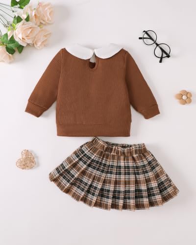 Image of Renotemy Toddler Girls Outfits Winter Little Girl Clothes Skirt Set 18M-6Y | Girls Christmas Fashion 2 Piece Outfit,Fall Knit Sweater and Skirt Set,Holiday Thanksgiving Dress Back to School Essentials