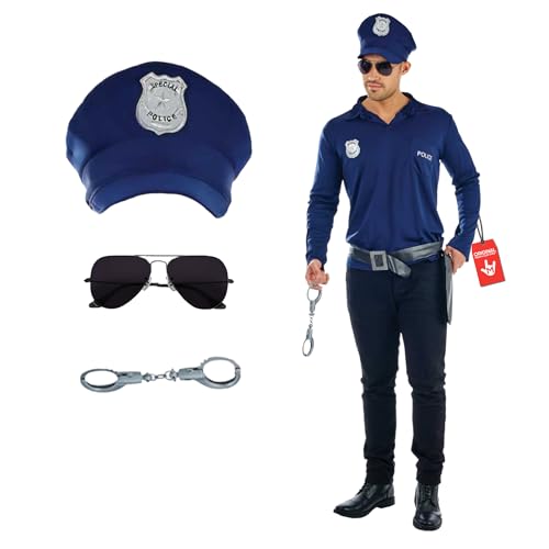 fun shack Police Costume, Adult Unisex Cop Costume, Police Officer Halloween Costumes for Men