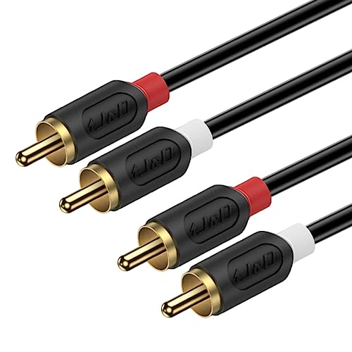 J&D RCA Cable, Gold-Plated Audiowave Series 2RCA Male to Male Stereo Audio Cable for Home Theater, HDTV, Gaming Consoles, Hi-Fi Systems (3 Feet)
