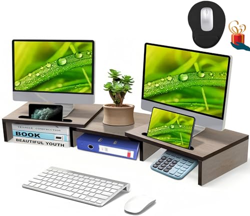 Catálogo para Comprar On-line Base para Escritorio - los más vendidos. 48 Soporte para Monitor Dual Ajustable con 3 Niveles de Almacenamiento y 2 Ranuras para Teléfono - Organizador de Escritorio, Base Ajustable para PC, Laptop, Monitor - Soporte...