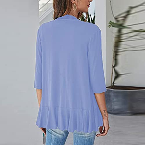 Uodsvp Women Coat, Raincoats Waterproof With Hood Women's Trench, Rain & Anoraks Packable Down Jacket Small Solid Sheer Loose Kimono Cardigan Casual Three Quarter Sleeve Tops Capes Dress (Xxl, Blue) #TOP4