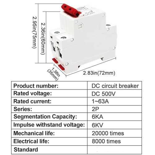 Disyuntor de CC 2P con protección contra sobrecarga 500V 2