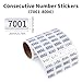 Skweawert 7001-8000 Consecutive Number Inventory Stickers Self Adhesive Waterproof Labels Office Warehouse Numbering Classification Black Printing on Silver Sticker 0.79 x 0.38 Inch