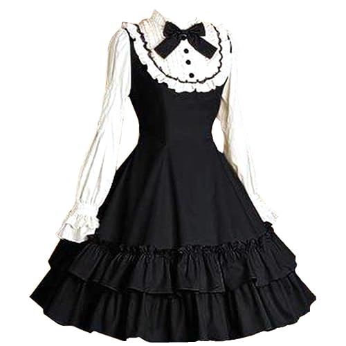 Amazon.com: Classic Gothic Lolita Dress for Women Long Sleeve Layered  Halloween Cosplay Dresses XS Black : Clothing, Shoes & Jewelry