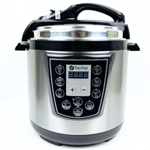Maya Range 6 Litre Digital Multi-Function Pressure Cooker, Slow Cooker, Rice Cooker, Food Steamer, Bake, Stainless Steel Lid & Body,10-in-1 Smart Presets, LED Display Maya Range 6 Litre Digital Multi-Function Pressure Cooker, Slow Cooker, Rice Cooker, Food Steamer, Bake, Stainless Steel Lid & Body,10-in-1 Smart Presets, LED Display