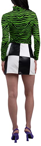 BruceGlen Women's Leather Patchwork Checkered Mini Skirt3