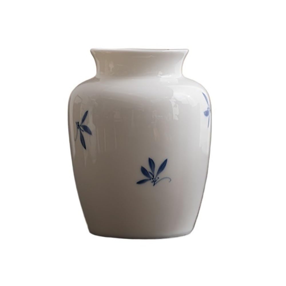 Farmhouse Decor Ceramic Flower Vase, Hand-Painted Orchid Ceramic Vase Ornament Flower Arrangement Hydroponic Fresh Decoration, for Kitchen and Dining Shelf Decor