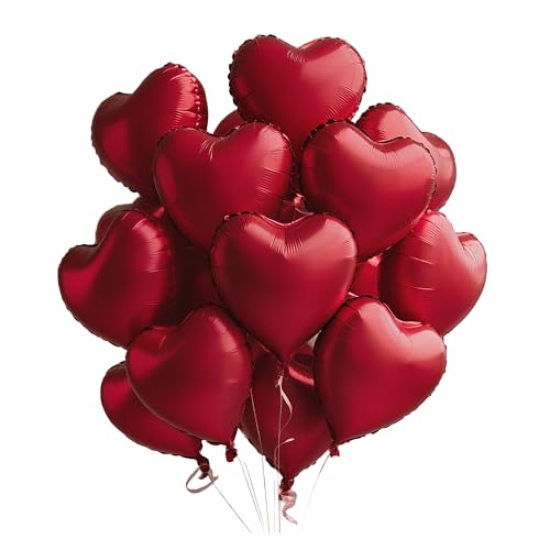 Sanu Belle Herz Folienballon 12 Stück Metallrot 18 Zoll Herzluftballons Hochzeit Herzballons Helium für Party Valentinstag Hochzeit Verlobung Muttertag Geburtstagsdeko 205005