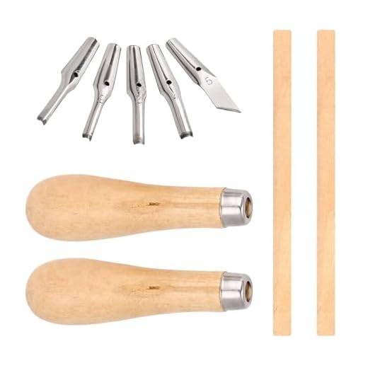 Cortador de linóleo, 2 juegos de cortador de linóleo, cuchillo de tallado, herramienta de escultura de carpintería para estampado de bloques de pintura de tinta, papel tapiz de grabado y artes y manua