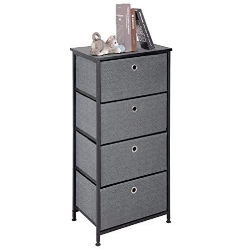 Image of PayLessHere Drawer Dresser Chest Organizer Fabric Storage Chest Drawer Tower Organizer Unit for Bedroom, Living Room, Hallway, Closets & Nursery Wide Sturdy Steel Frame & Wood Top, Grey (4 Drawer)