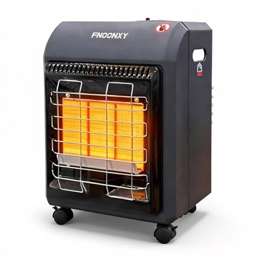 FNOONXY Propane Heater, 6400 to 18700 BTU Propane Cabinet Heater with 3 temperature settings & Tip-over Protection, Garage Radiator Heat up to 377 Sq.Ft, for Camping,Garage, Patio,Outdoor
