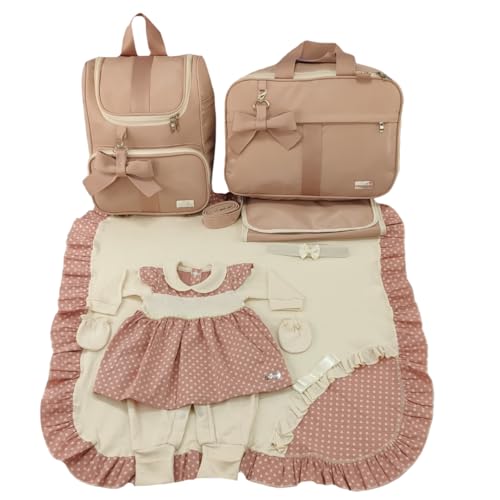 KIT BOLSA MATERNIDADE DE LUXO + SAÍDA MATERNIDADE MENINa (Nude)